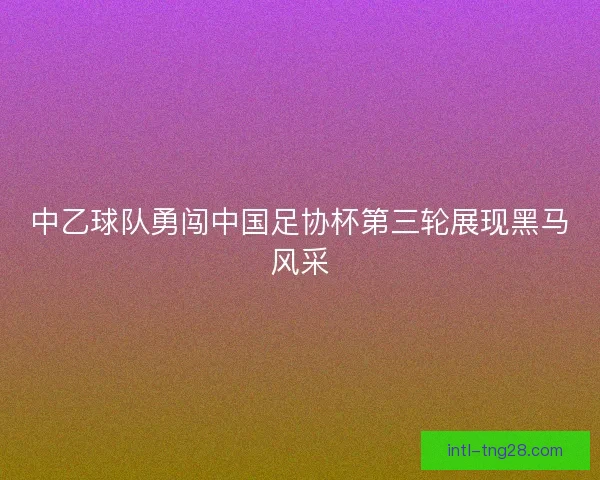 中乙球队勇闯中国足协杯第三轮展现黑马风采